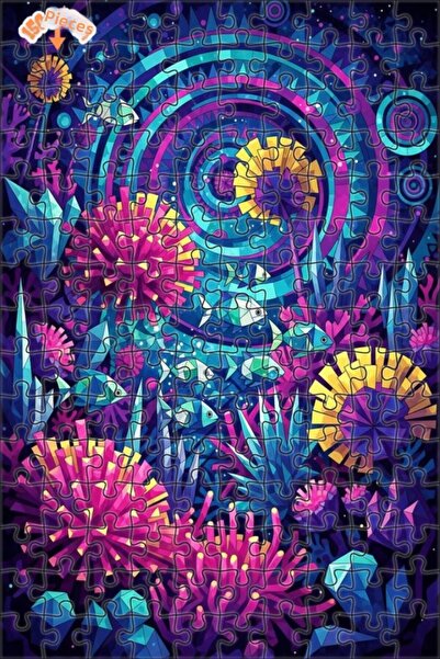 Teona Ahşap لغز خشبي هندسي ذو طابقين بإطار مع مشهد للأعماق البحرية والأسماك ا...