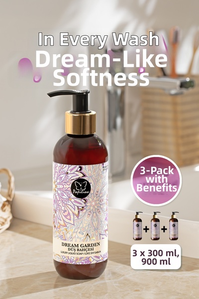 Papilion دريم جاردن صابون سائل فاخر لليدين 3x300 مل زيت زيتون نباتي مرطب ومعط...