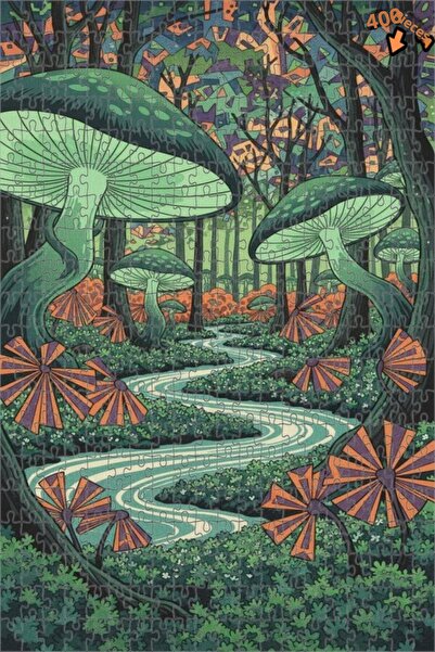 Teona Ahşap لغز خشبي مؤطر بطبقتين من غابة الفطر السحرية 400 قطعة 35x35