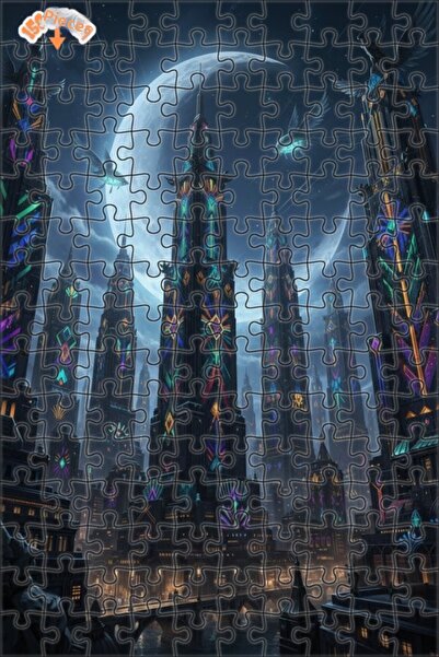 Teona Ahşap لغز خشبي بإطار مزدوج الطبقات بمظهر لوحة زيتية لمنظر المدينة الخيا...