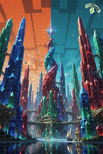 Teona Ahşap لغز خشبي بإطار مزدوج الطبقات من كريستال سيتي تيلنج 800 قطعة 70x50