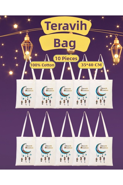Cemira 10 Pieces of Ramadan Feast, Raw Cloth Bag 35*40 cm