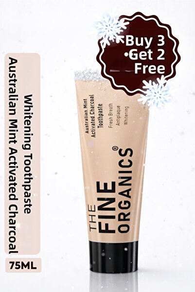 THE FINE ORGANICS Whitening Activated Carbon Toothpaste with Australian Mint ...