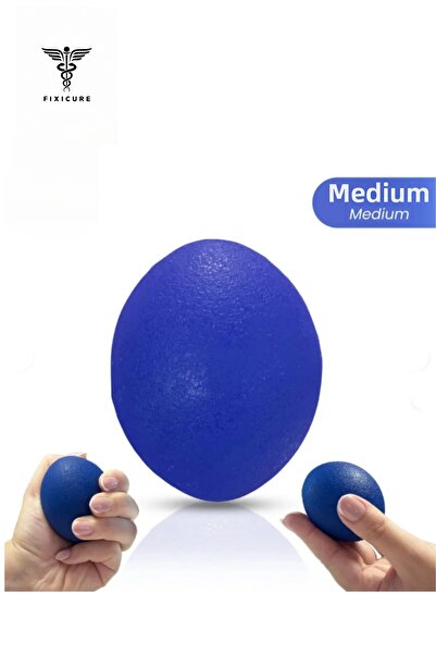 FixiCure كرة تمرين اليد، كرة تخفيف التوتر، زرقاء (متوسطة)، من السيليكون، للعل...