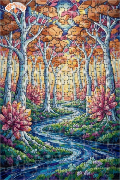 Teona Ahşap لوحة زيتية لمنظر غابة كريستالية سحرية، لغز خشبي بإطار مزدوج الطبق...