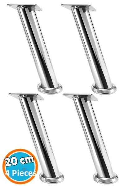 NZB 4 Pieces of Chrome Metal Base with Table Top, Adjustable Height, Tv Unit,...