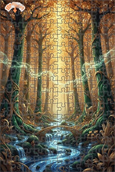 Teona Ahşap لغز خشبي بإطار مزدوج الطبقات على شكل جسر الغابة الخيالية 150 قطعة...