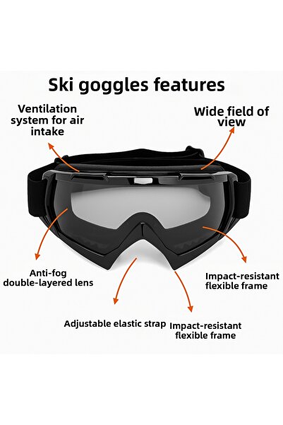 TomyHelf Black Snow Glasses -Black Snowboard Glasses Sport Ski Goggles Antifo...