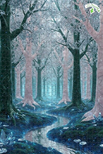 Teona Ahşap لغز خشبي مؤطر بطبقتين من الغابة السحرية الكريستالية 800 قطعة 70x50