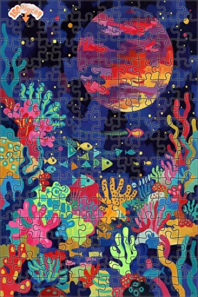 Teona Ahşap لغز خشبي بإطار مزدوج الطبقات بمظهر لوحة زيتية ملونة لعالم تحت الب...