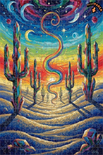 Teona Ahşap لوحة زيتية لصحراء الكاكتوس الكريستالية، رحلة سماوية، لوحة خشبية م...