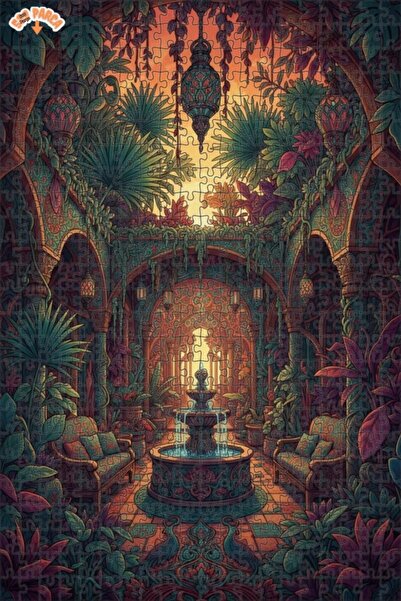 Teona Ahşap لغز خشبي مؤطر بطبقتين بمظهر نافورة الحديقة الغامضة ومشهد مائي 500...