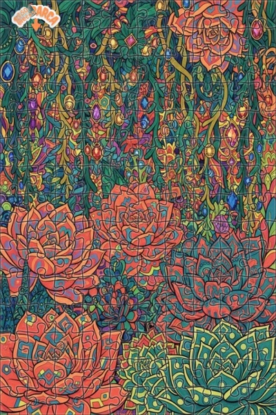 Teona Ahşap لغز خشبي ملون بتصميم نباتات عصارية بإطار مزدوج الطبقات 150 قطعة 2...