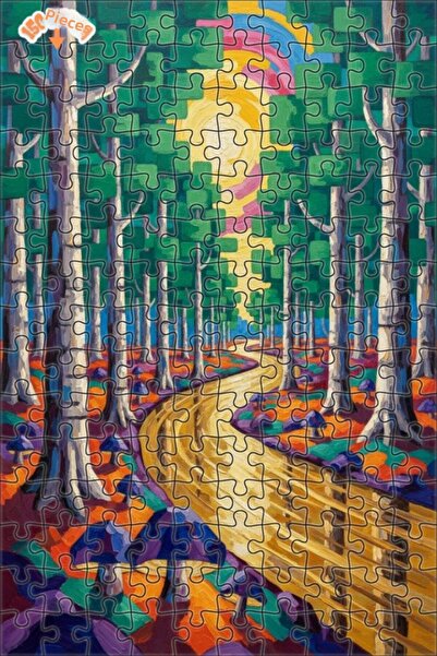 Teona Ahşap لغز خشبي مؤطر بطبقتين بمظهر لوحة زيتية لطريق الغابة الساحرة 150 ق...