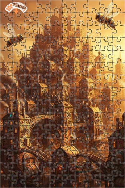 Teona Ahşap لغز خشبي بإطار مزدوج الطبقات من بخاري سيتي بيزز، فن ستيمبانك، 150...