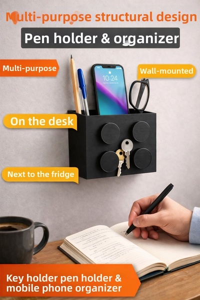 AA AHŞAP Multi-Purpose Desktop Pen Holder with Building Block Design |   Wall...
