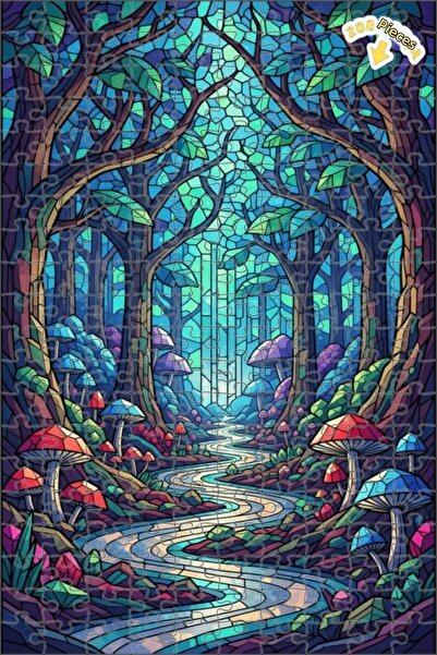 Teona Ahşap لغز خشبي مؤطر بطبقتين من فن الفسيفساء الغابة السحرية 200 قطعة 25x35