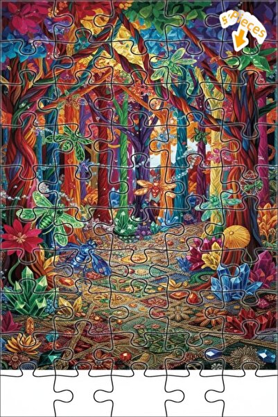 Teona Ahşap لغز الغابة الكريستالية السحرية الخشبية 50 قطعة 15x25