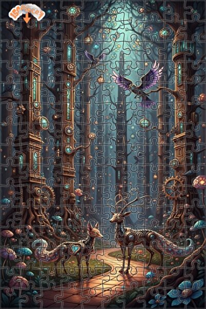 Teona Ahşap لغز خشبي ميكانيكي على شكل حيوانات الغابة الغامضة بإطار مزدوج الطب...