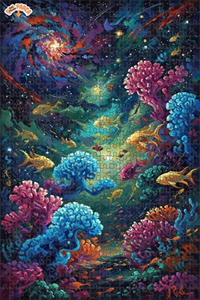 Teona Ahşap لغز خشبي بمظهر لوحة زيتية لصخور المرجان في المجرة، 500 قطعة، 50×30