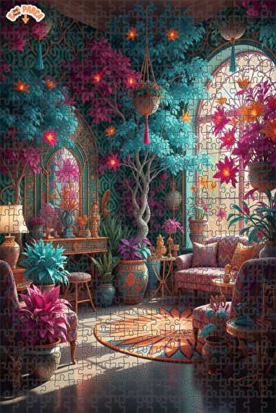 Teona Ahşap لغز خشبي بإطار مزدوج الطبقات بمظهر فني بوهيمي مائي 500 قطعة 50×30