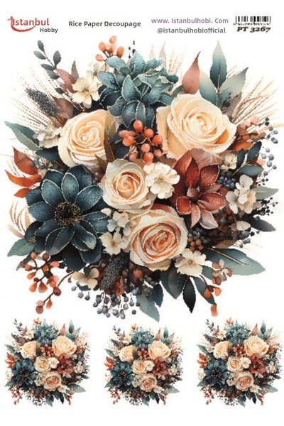 İstanbul Hobi Rice Decopage Paper 30X42Cm Pt-3267 Flower
