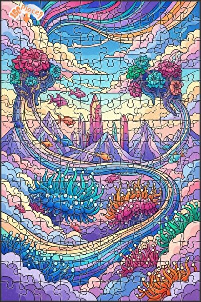 Teona Ahşap لغز خشبي رائع ذو طابقين بإطار ملون على شكل غواصة 150 قطعة 20x30