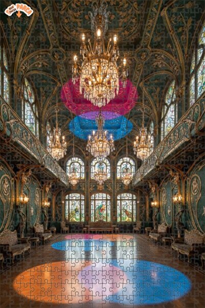 Teona Ahşap Magnificent Ballroom Oil Painting-Looking Art Double-Decker Frame...