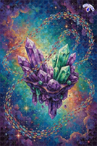 Teona Ahşap Mysterious Crystal Galaxy Art Double Layer Framed Wooden Puzzle 6...