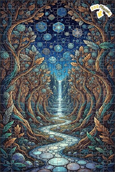 Teona Ahşap لغز فني لشلال الغابة الغامضة 200 قطعة 25×35