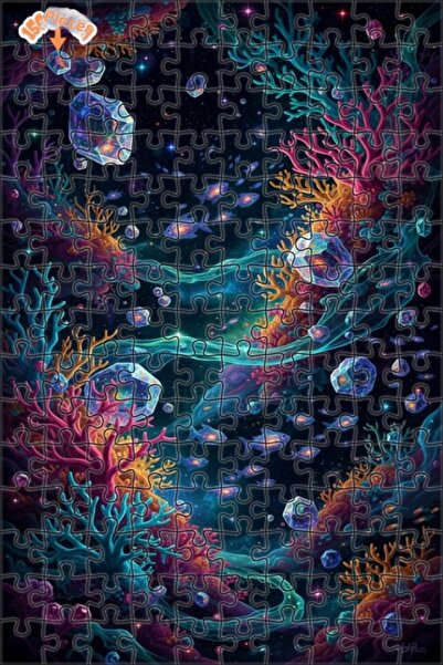 Teona Ahşap لغز خشبي بمظهر لوحة زيتية لجالاكسي المرجاني الكوني 150 قطعة 20×30