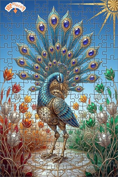 Teona Ahşap لغز خشبي مؤطر بفن الطاووس البخاري 150 قطعة 20×30