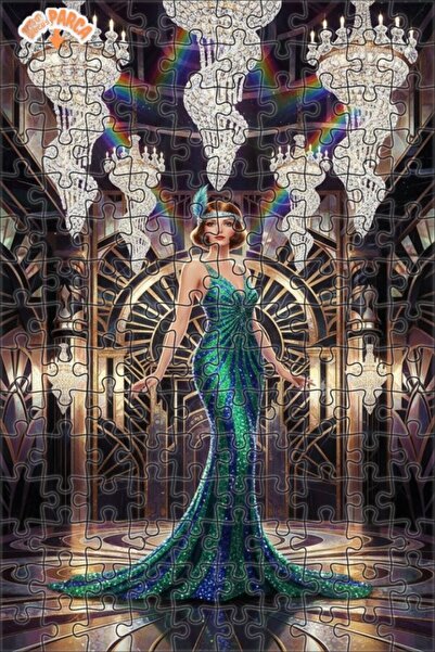 Teona Ahşap Art Deco Woman Looking Oil Painting Artwork Double Layer Framed W...