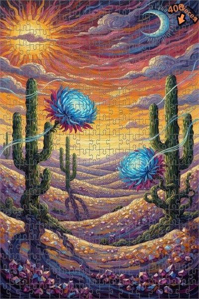 Teona Ahşap لغز خشبي مؤطر بطبقتين بمظهر لوحة زيتية يشبه حلم الصحراء الساحر، 4...