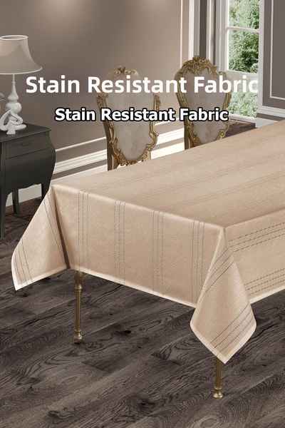 Çt Çeyizci Tekstil مفرش طاولة فردي مخطط بلون القهوة - كولبر 120x160 سم