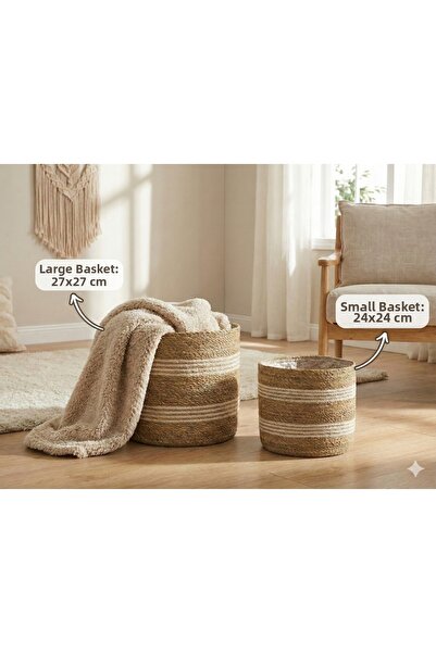 sever ithalat Σετ 2 ψάθινων καλυμμάτων για γλάστρες - Καλάθι φυτών για το σαλ...