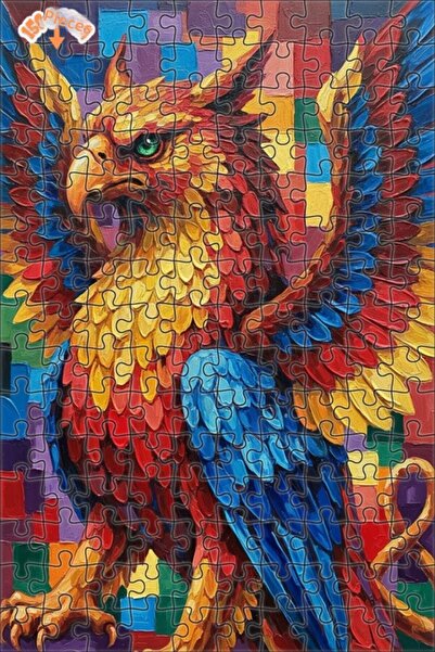 Teona Ahşap لغز خشبي رائع على شكل جريفين ذو أجنحة بمظهر لوحة زيتية 150 قطعة 2...