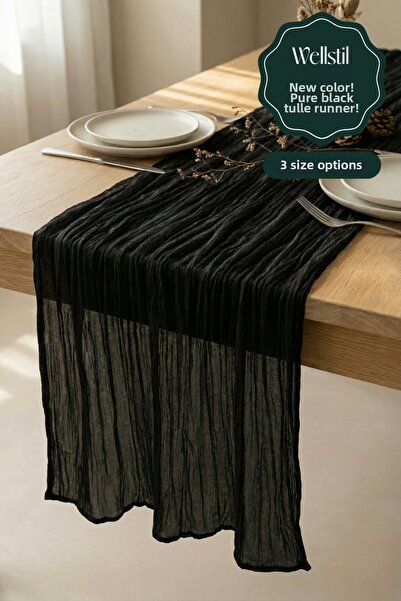Wellstil Nuvé |   Black Tulle Runner 90X200Cm