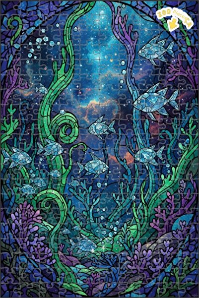 Teona Ahşap لغز خشبي فني بمظهر فسيفساء تحت البحر 200 قطعة 25x35