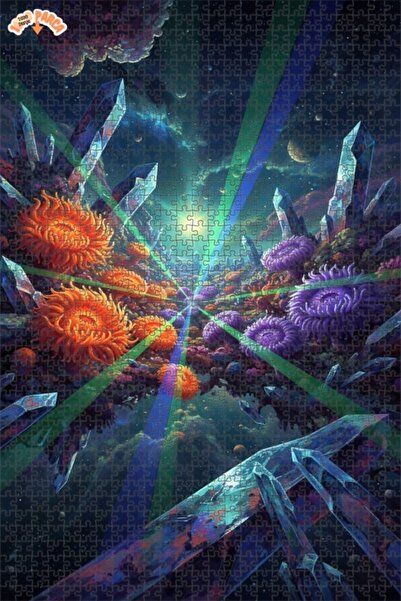 Teona Ahşap لوحة زيتية لزهور الكريستال البراقة في الكوكب، لغز خشبي بإطار مزدو...