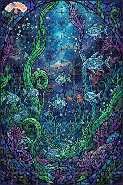 Teona Ahşap لغز خشبي فني بمظهر فسيفساء تحت البحر 150 قطعة 20x30