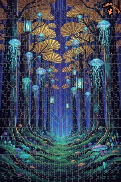 Teona Ahşap لغز خشبي مؤطر بطبقتين بتصميم فني لقنديل البحر الغامض، 400 قطعة، 3...