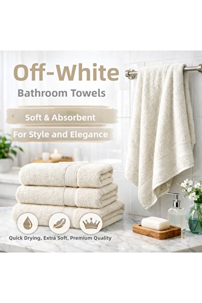 LUINN منشفة حمام بيضاء فاتحة 100% قطن 70*140