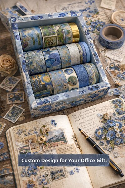 hediyeofisi Set de bandă Washi cu tematică Van Gogh pentru birou cadou 24 buc...