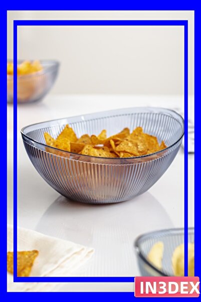 İN3DEX Navy Blue Oval Acrylic Bowl 1.6 Liter Fruit Salad Container