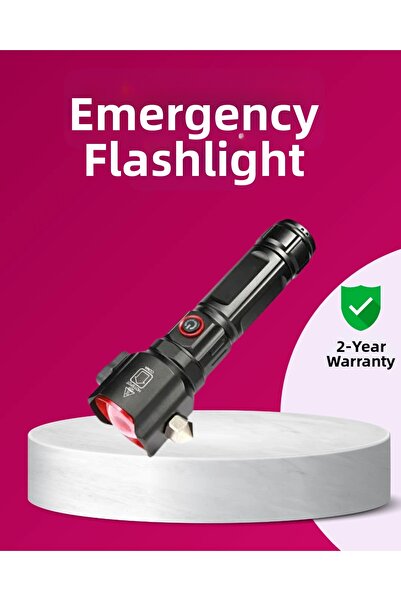 Twin Store ميه للاستيراد ®   مصباح يدوي للطوارئ بمطرقة وبوصلة ضوء قوي