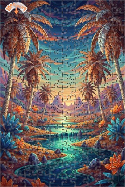 Teona Ahşap لوحة فنية بمنظر طبيعي استوائي بتأثير الزيت، لغز خشبي مؤطر بطبقتين...