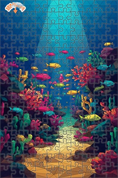 Teona Ahşap Colorful Undersea Fish Kawaii Looking Double Layer Framed Wooden ...