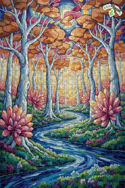 Teona Ahşap لوحة زيتية لمنظر غابة كريستالية سحرية، لغز خشبي بإطار مزدوج الطبق...