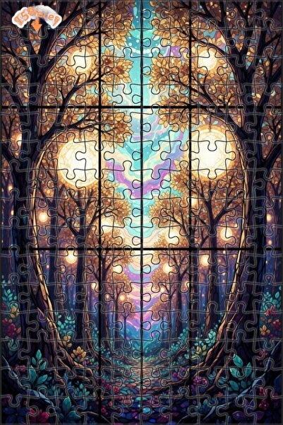 Teona Ahşap لغز خشبي بإطار مزدوج الطبقات بمظهر لوحة زيتية ساحرة للغابة 150 قط...